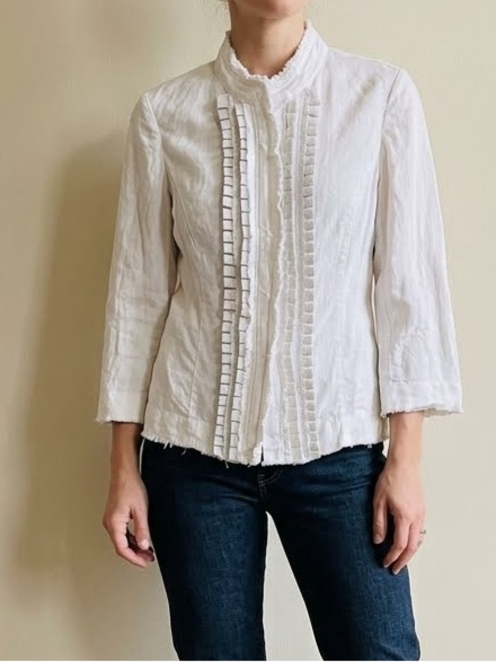 PHILIPPE ADEC NWOT Linen Long Sleeve Snap-On Button Down Blazer Jacket